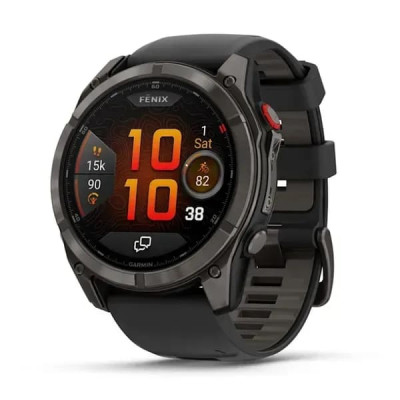 Смарт годинник Garmin Fenix ​​8 Pro Amoled 51 мм Sapphire Carbon Grey DLC Titanium із силіконовим чорно-сірим ремінцем (010-03199-01)