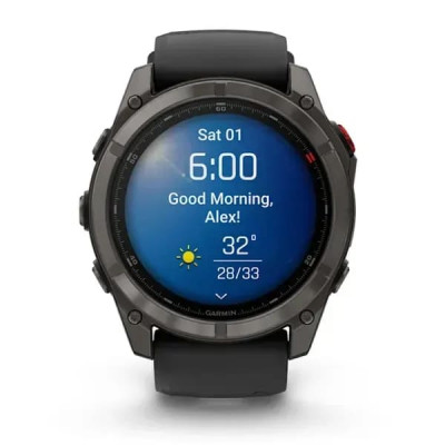 Смарт годинник Garmin Fenix ​​8 Pro Amoled 51 мм Sapphire Carbon Grey DLC Titanium із силіконовим чорно-сірим ремінцем (010-03199-01)