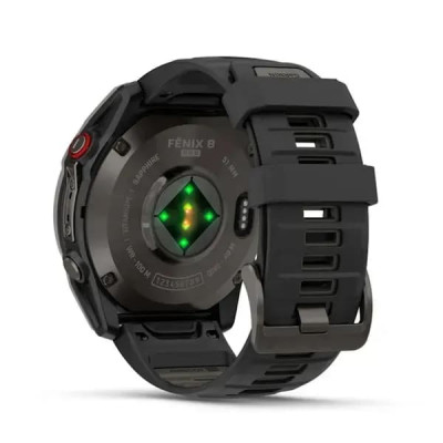 Смарт годинник Garmin Fenix ​​8 Pro Amoled 51 мм Sapphire Carbon Grey DLC Titanium із силіконовим чорно-сірим ремінцем (010-03199-01)