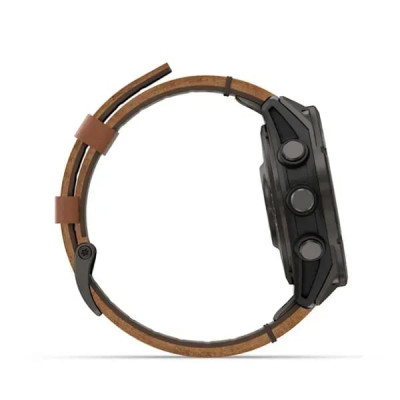 Смарт годинник Garmin Fenix ​​8 Pro Amoled 47 мм Sapphire Titanium Carbon Gray DLC із каштановим шкіряним ремінцем (010-03198-40)