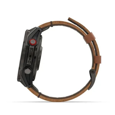 Смарт годинник Garmin Fenix ​​8 Pro Amoled 47 мм Sapphire Titanium Carbon Gray DLC із каштановим шкіряним ремінцем (010-03198-40)