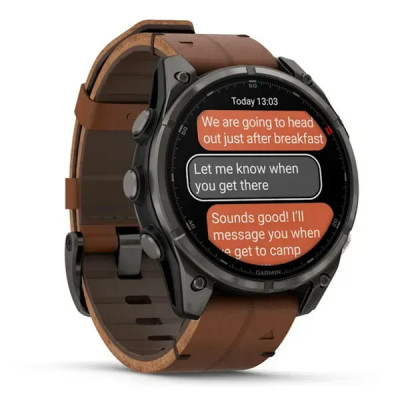 Смарт годинник Garmin Fenix ​​8 Pro Amoled 47 мм Sapphire Titanium Carbon Gray DLC із каштановим шкіряним ремінцем (010-03198-40)