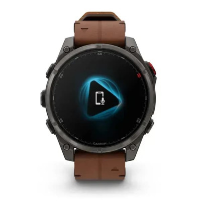 Смарт годинник Garmin Fenix ​​8 Pro Amoled 47 мм Sapphire Titanium Carbon Gray DLC із каштановим шкіряним ремінцем (010-03198-40)