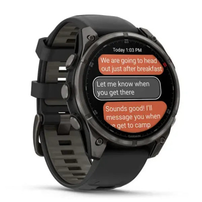 Смарт годинник Garmin Fenix ​​8 Pro Amoled 47 мм Sapphire Carbon Grey DLC Titanium із силіконовим чорно-сірим ремінцем (010-03198-01)