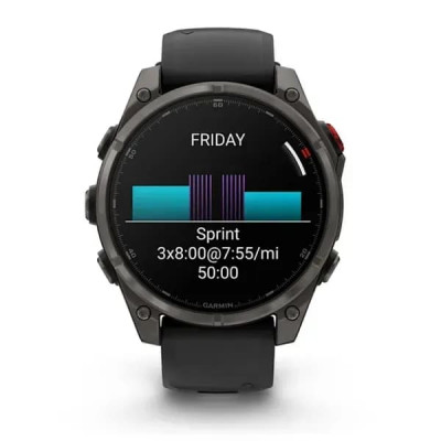 Смарт годинник Garmin Fenix ​​8 Pro Amoled 47 мм Sapphire Carbon Grey DLC Titanium із силіконовим чорно-сірим ремінцем (010-03198-01)