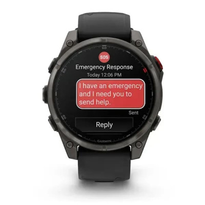 Смарт годинник Garmin Fenix ​​8 Pro Amoled 47 мм Sapphire Carbon Grey DLC Titanium із силіконовим чорно-сірим ремінцем (010-03198-01)