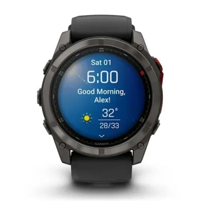 Смарт годинник Garmin Fenix ​​8 Pro MicroLED 51 мм Sapphire Carbon Grey DLC Titanium із силіконовим чорно-сірим ремінцем (010-03380-01)