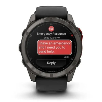 Смарт годинник Garmin Fenix ​​8 Pro MicroLED 51 мм Sapphire Carbon Grey DLC Titanium із силіконовим чорно-сірим ремінцем (010-03380-01)