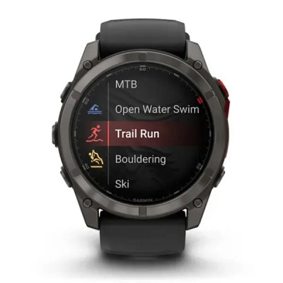 Смарт годинник Garmin Fenix ​​8 Pro MicroLED 51 мм Sapphire Carbon Grey DLC Titanium із силіконовим чорно-сірим ремінцем (010-03380-01)