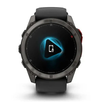 Смарт годинник Garmin Fenix ​​8 Pro MicroLED 51 мм Sapphire Carbon Grey DLC Titanium із силіконовим чорно-сірим ремінцем (010-03380-01)