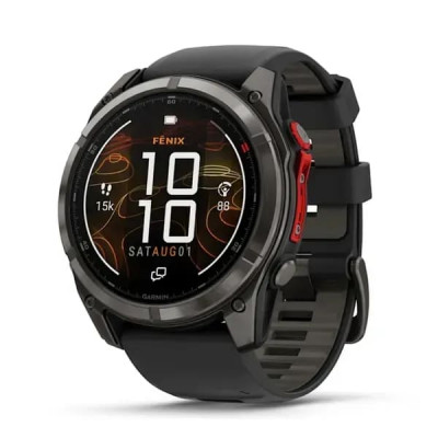 Смарт годинник Garmin Fenix ​​8 Pro MicroLED 51 мм Sapphire Carbon Grey DLC Titanium із силіконовим чорно-сірим ремінцем (010-03380-01)