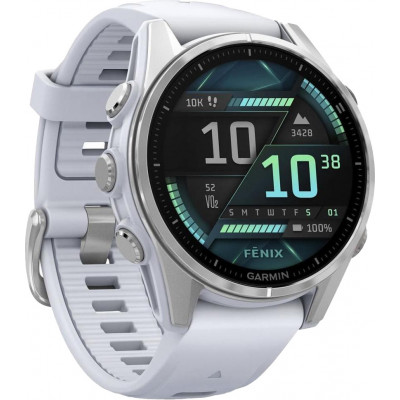 Смарт часы Garmin Fenix 8 43mm AMOLED Silver with Whitestone Silicone Band (010-02903-00)