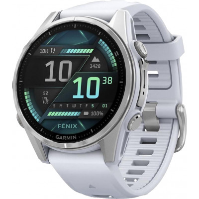 Смарт годинник Garmin Fenix 8 43mm AMOLED Silver with Whitestone Silicone Band (010-02903-00)