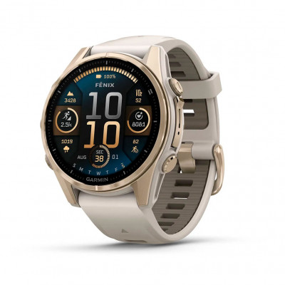 Смарт годинник Garmin Fenix 8 43mm AMOLED Sapphire Soft Gold with з Fog Gray/Dark Sandstone (010-02903-11)
