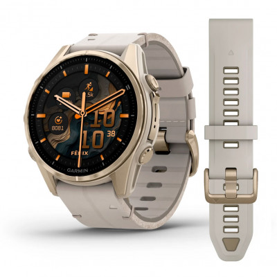 Смарт годинник Garmin Fenix 8 Amoled 43 мм Sapphire Soft Gold with Limestone Leather Band (010-02903-40)