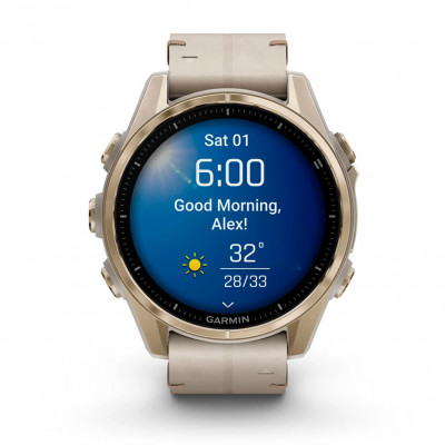 Смарт годинник Garmin Fenix 8 Amoled 43 мм Sapphire Soft Gold with Limestone Leather Band (010-02903-40)