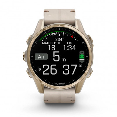 Смарт годинник Garmin Fenix 8 Amoled 43 мм Sapphire Soft Gold with Limestone Leather Band (010-02903-40)