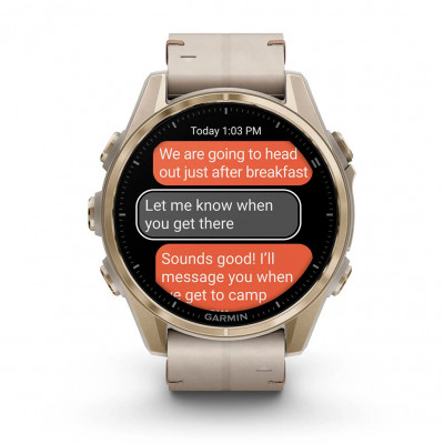 Смарт годинник Garmin Fenix 8 Amoled 43 мм Sapphire Soft Gold with Limestone Leather Band (010-02903-40)