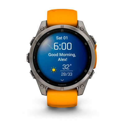 Смарт годинник Garmin Fenix 8 Amoled 47 мм Sapphire Titanium with Orange Silicone Band (010-02904-11)