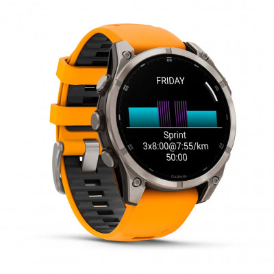 Смарт годинник Garmin Fenix 8 Amoled 47 мм Sapphire Titanium with Orange Silicone Band (010-02904-11)
