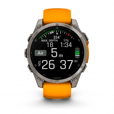 Смарт годинник Garmin Fenix 8 Amoled 47 мм Sapphire Titanium with Orange Silicone Band (010-02904-11)