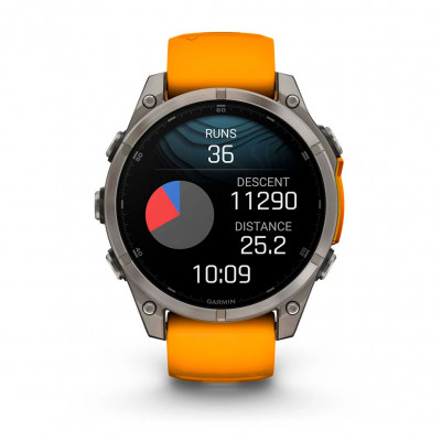 Смарт годинник Garmin Fenix 8 Amoled 47 мм Sapphire Titanium with Orange Silicone Band (010-02904-11)