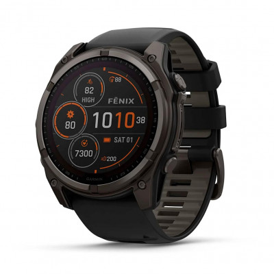 Смарт годинник Garmin Fenix 8 Solar 51 мм Sapphire Carbon Gray Dlc Titanium With Black and Pebble Gray Silicone Band (010-02907-11)
