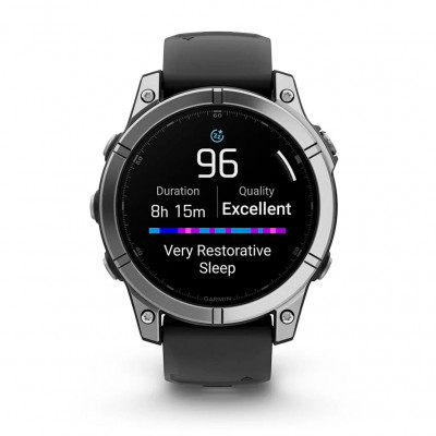Смарт годинник Garmin Fenix E 47 мм Stainless Steel with Black Silicone Band (010-03025-00)