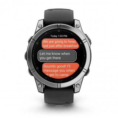 Смарт годинник Garmin Fenix E 47 мм Stainless Steel with Black Silicone Band (010-03025-00)