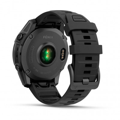 Смарт годинник Garmin Fenix E 47 мм AMOLED Slate Gray Steel with Black Silicone Band (010-03025-01)