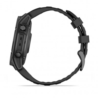 Смарт годинник Garmin Fenix E 47 мм AMOLED Slate Gray Steel with Black Silicone Band (010-03025-01)