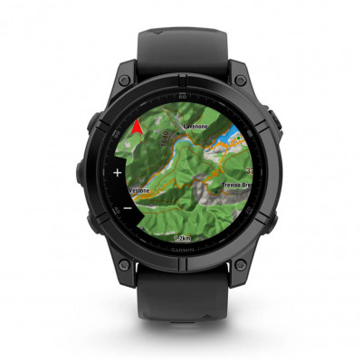 Смарт годинник Garmin Fenix E 47 мм AMOLED Slate Gray Steel with Black Silicone Band (010-03025-01)