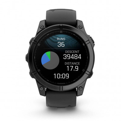 Смарт годинник Garmin Fenix E 47 мм AMOLED Slate Gray Steel with Black Silicone Band (010-03025-01)