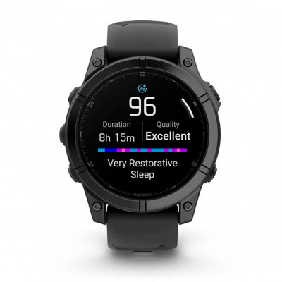 Смарт годинник Garmin Fenix E 47 мм AMOLED Slate Gray Steel with Black Silicone Band (010-03025-01)