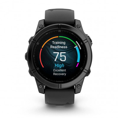 Смарт годинник Garmin Fenix E 47 мм AMOLED Slate Gray Steel with Black Silicone Band (010-03025-01)